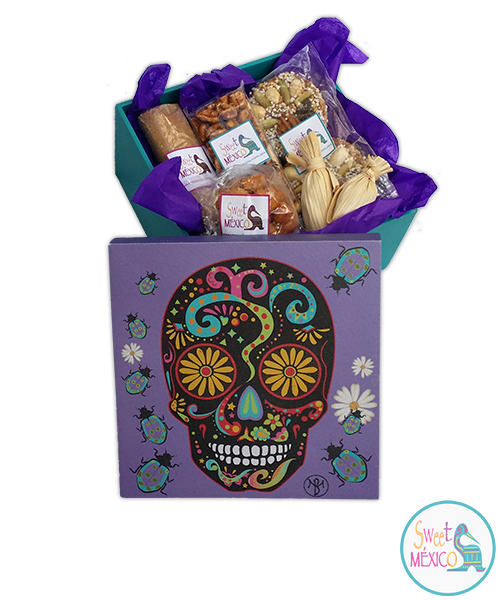 "Calavera" morada con Dulces tradicionales
