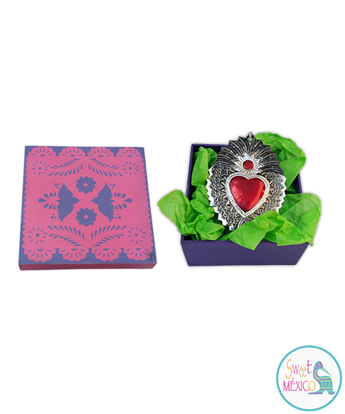 "Papel picado" rosa-morado con Artesan&iacute;a en lat&oacute;n