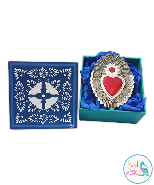 "Talavera" azul con Artesan&iacute;a en lat&oacute;n