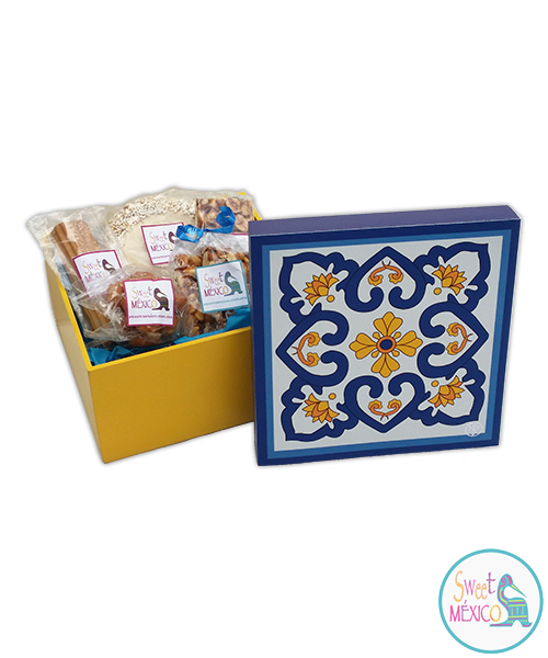 "Talavera" blanco-amarillo con Dulces tradicionales