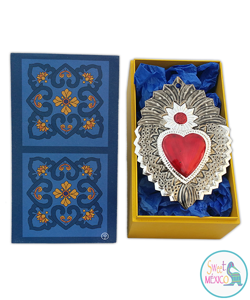 "Talavera" azul-amarillo (2) con Artesan&iacute;a en lat&oacute;n
